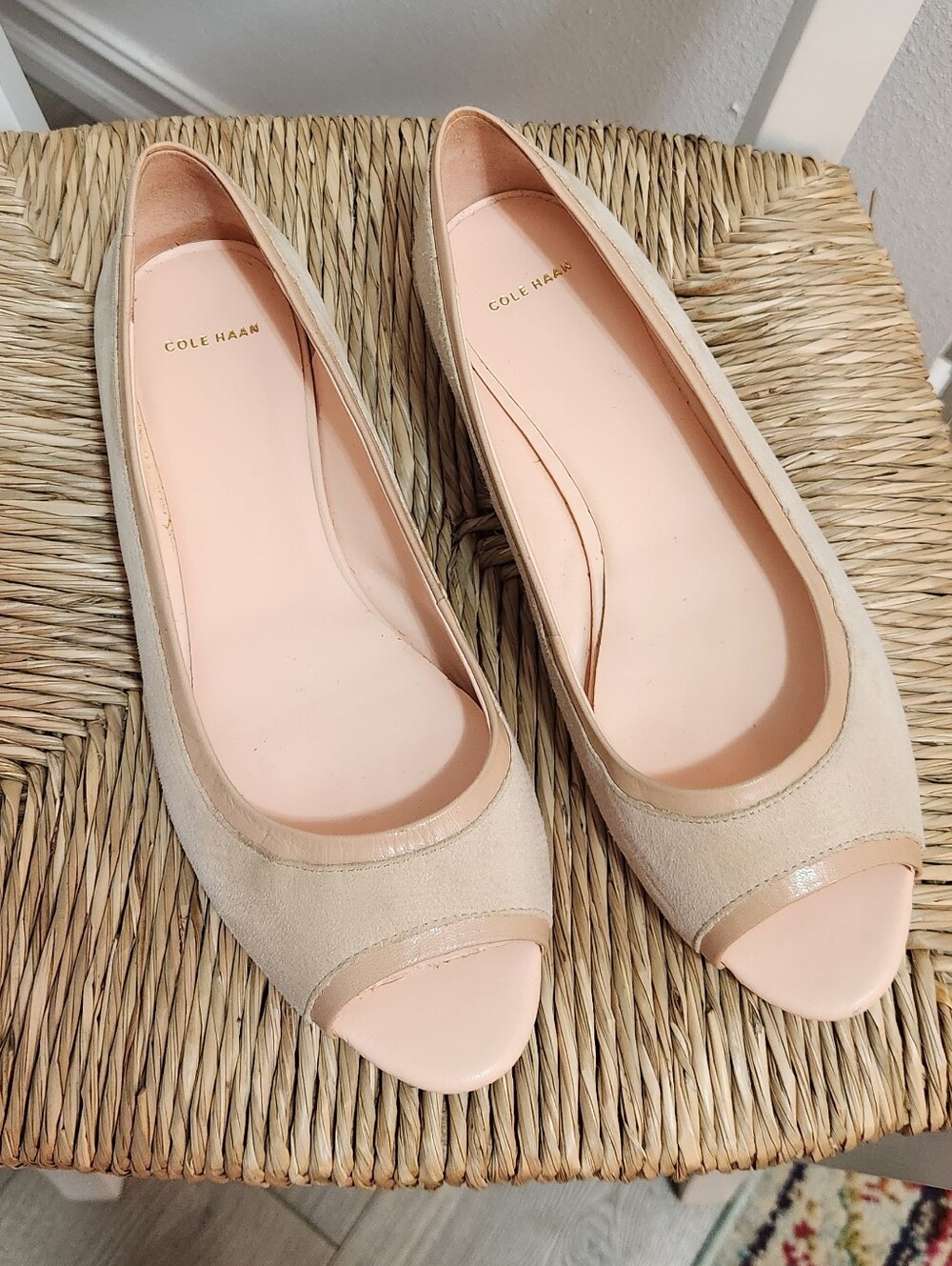 Cole Haan Suede Peep-Toe Flats Size 10